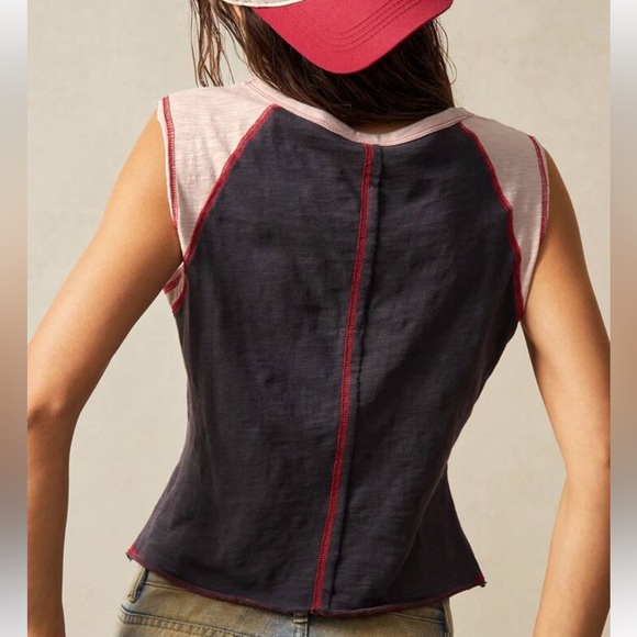 Chic Cherry Print Sleeveless Tank Muscle Tee, large, gray, pink, red NEW trendy - Picture 2 of 13